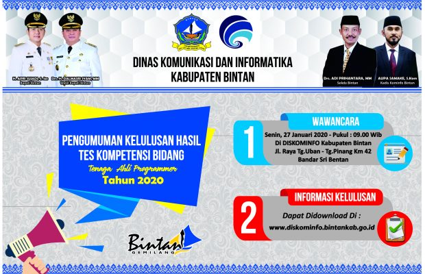 Pengumuman Hasil Tes Kompetensi Bidang Calon Tenaga Ahli Programmer DISKOMINFO Kab. Bintan tahun 2020
