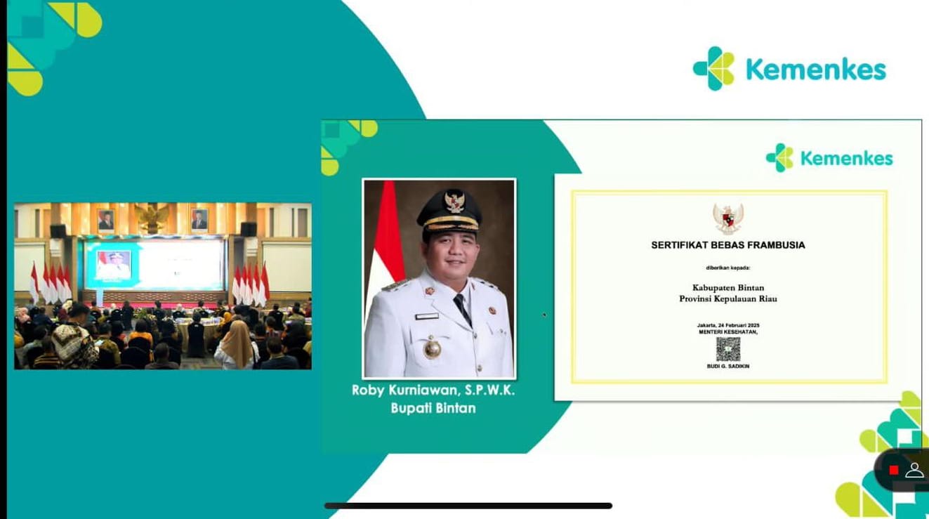Pemkab Bintan Terima Sertifikat Bebas Frambusia dari Kemenkes RI